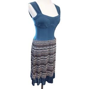 M MISSONI Knit Crochet Sundress 6 Babydoll Sweetheart Neck Vacation Beach Coast